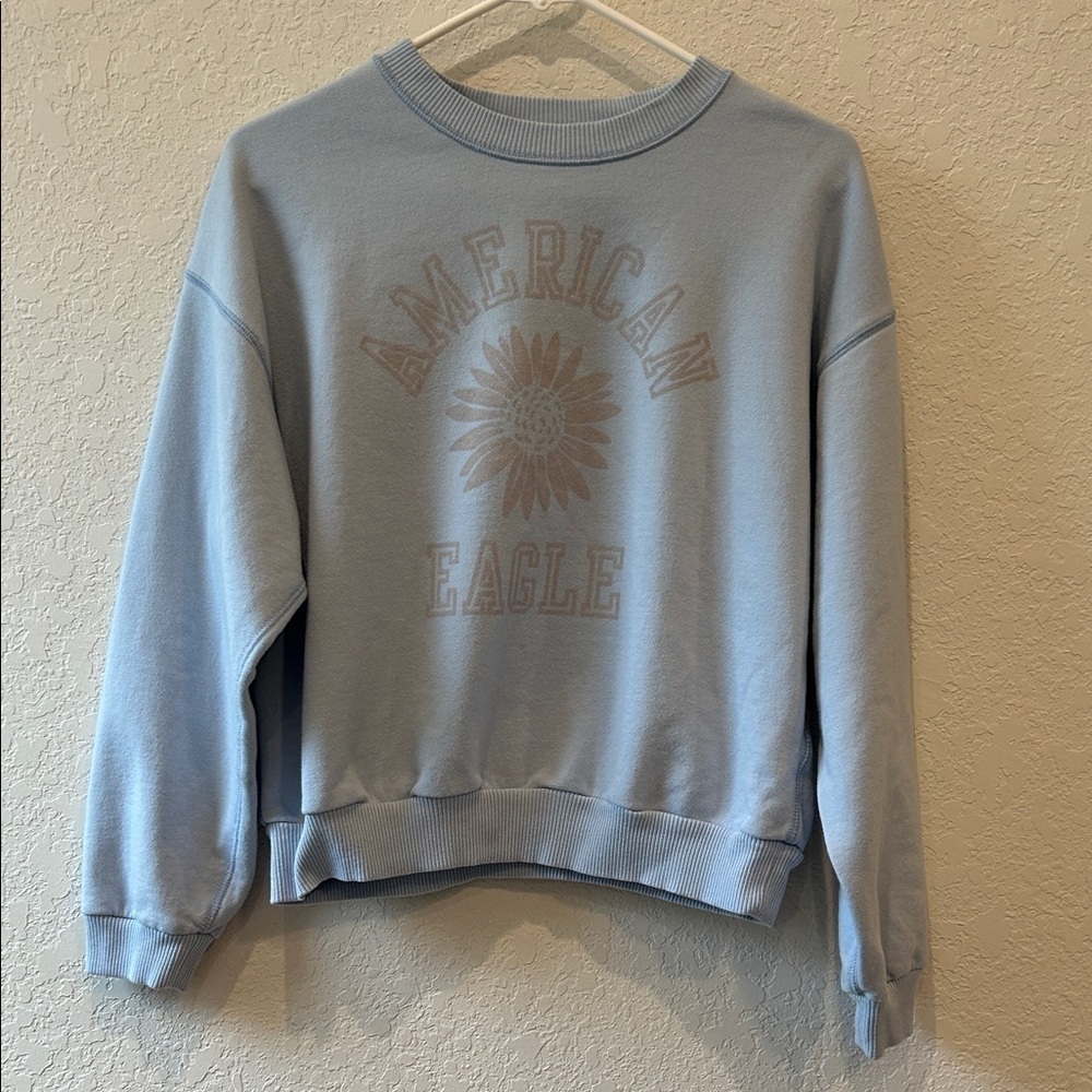 American Eagle Light Blue Cropped  Sweater